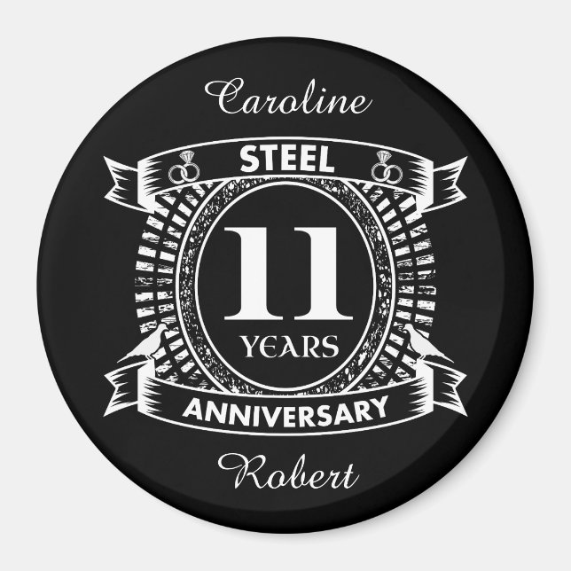 11TH wedding anniversary steel Magnet (Front)