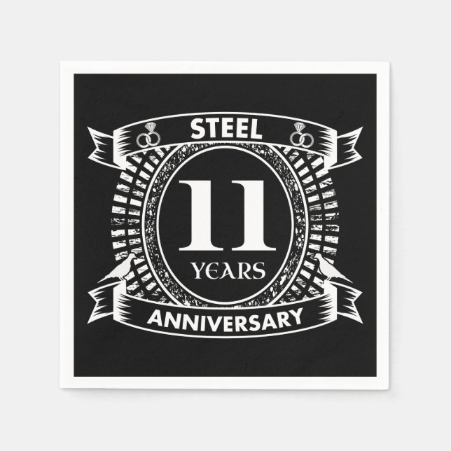 11TH wedding anniversary steel Napkins (Front)