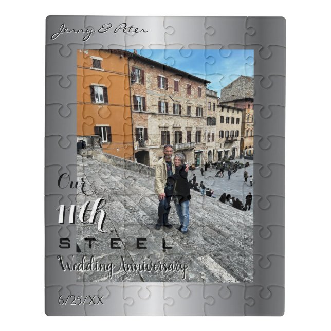 11th Wedding Anniversary Steel Rose Jigsaw Puzzle (Puzzle Vertical)
