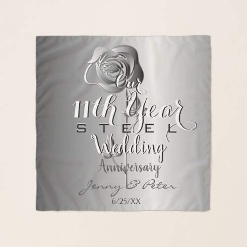 11th Wedding Anniversary Steel Rose Scarf