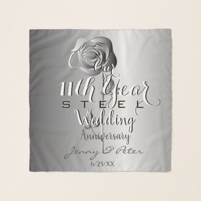 11th Wedding Anniversary Steel Rose Scarf (Front)