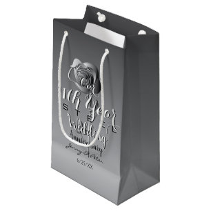 11th Wedding Anniversary Steel Rose Small Gift Bag