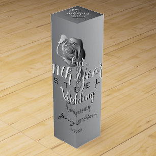 11th Wedding Anniversary Steel Rose Wine Box