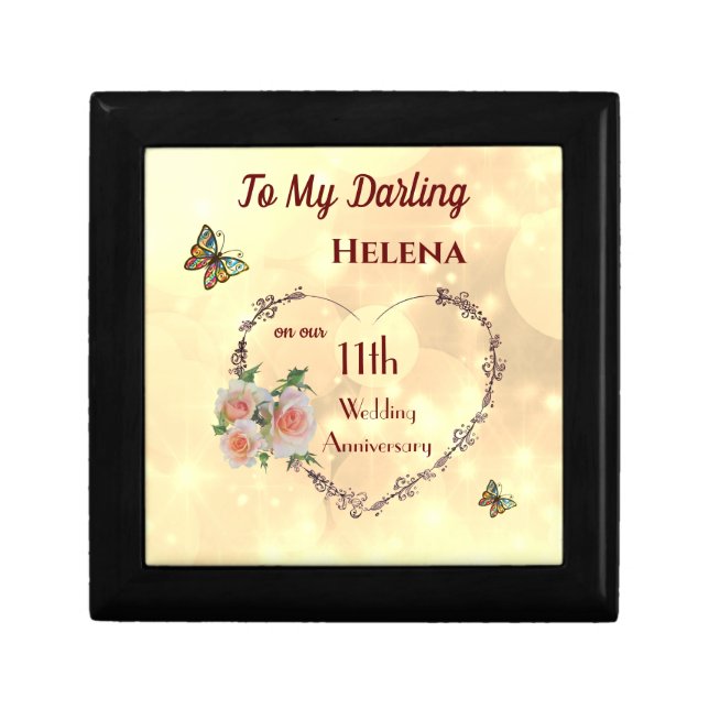 11th Wedding Anniversary Wife Keepsake Gift Box (Front)