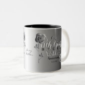11th Wedding Anniversary with Steel Roses Two-Tone Coffee Mug (Front Right)