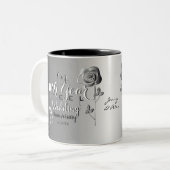 11th Wedding Anniversary with Steel Roses Two-Tone Coffee Mug (Front Left)