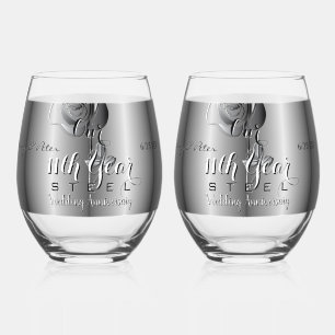 11th Year Wedding Anniversary Steel Rose Can Glass