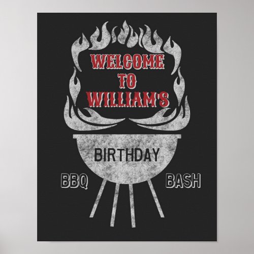 11x14 BBQ Birthday Party Welcome Sign  Poster