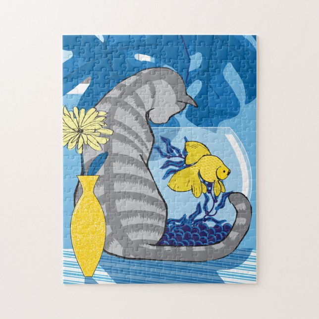11x14 Cat & Goldfish Puzzle for Colorblind People (Vertical)