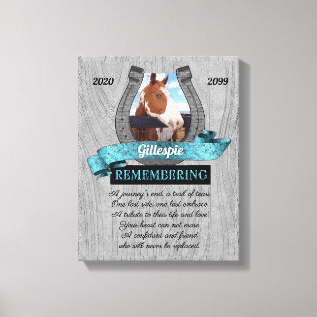 11x14 Horse Pet Memorial Wood Look Photo Canvas Print (Front)