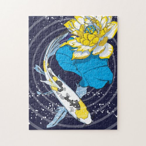 11x14 Koi and Lotus Puzzle for Colorblind People