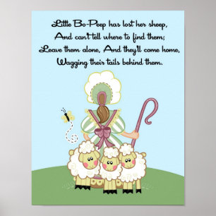 11x14 Little Bo Peep Shee Rhyme Kids Room Wall Art