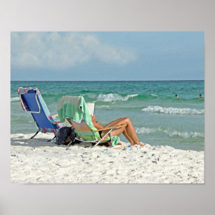 11x14 Painting Print Relaxing On The Beach