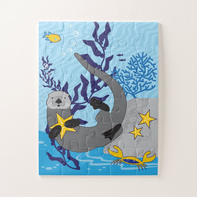 11x14 Playful Sea Otter Puzzle for Colorblind Kids (Vertical)