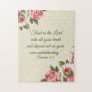 11x14 Proverbs 3:5 Scripture w/pink roses Jigsaw Puzzle