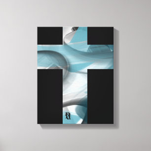 11x14" Trend Abstract Art Canvas Black White Blue Print