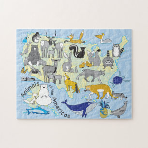11x14 US Animals Puzzle for Colorblind People