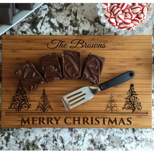 11x17 Merry Christmas Bamboo Cutting Board (Top)