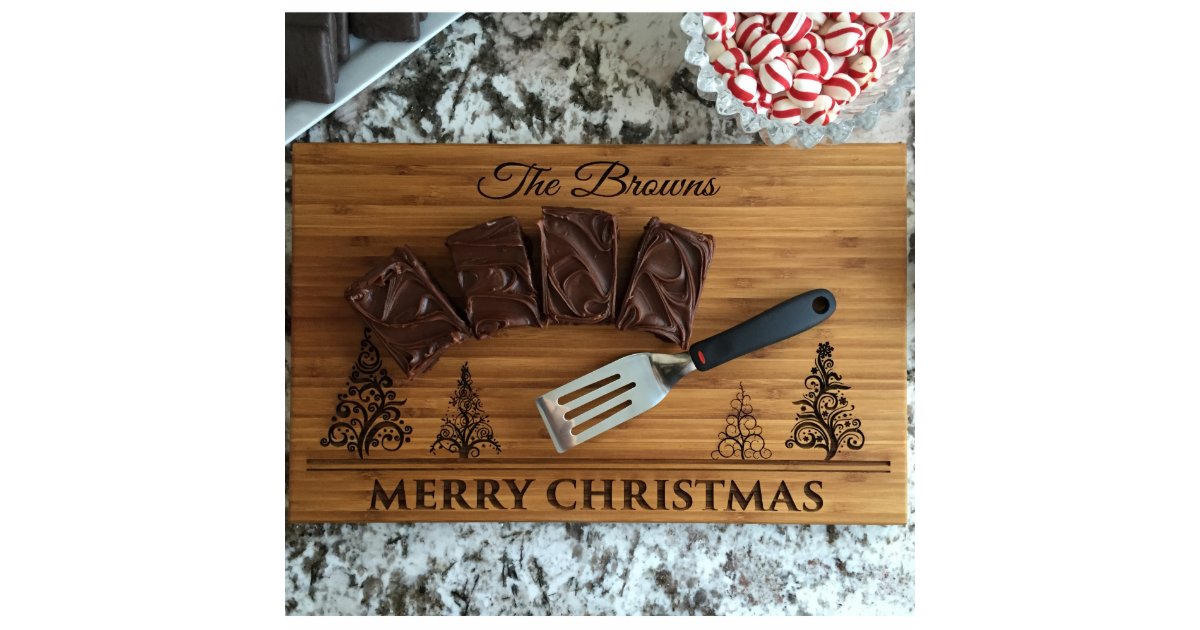 11x17 Merry Christmas Bamboo Cutting Board | Zazzle