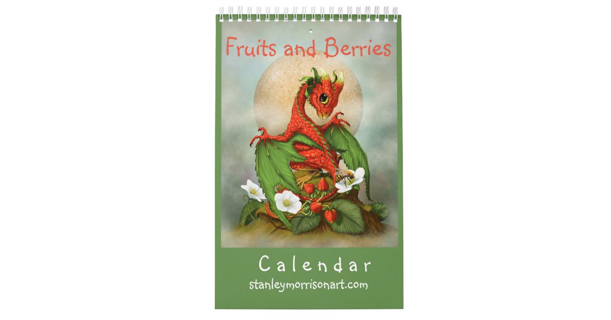 11X7 Fruits And Berries Dragon 2018 Calendar | Zazzle.com