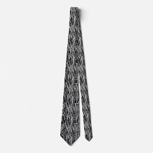 120115 - Black on White Neck Tie (Front)