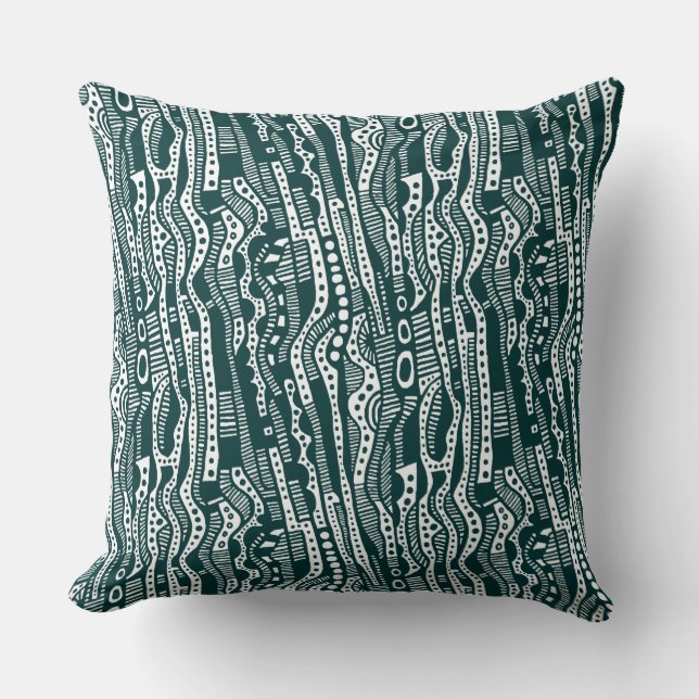 120115 - Dark Moss Green on White Throw Pillow (Front)