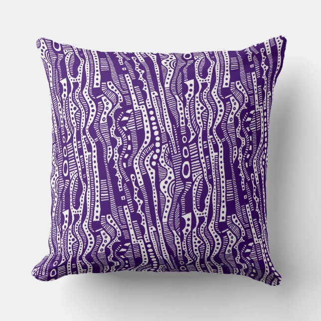 120115 - Deep Purple on White Throw Pillow (Front)