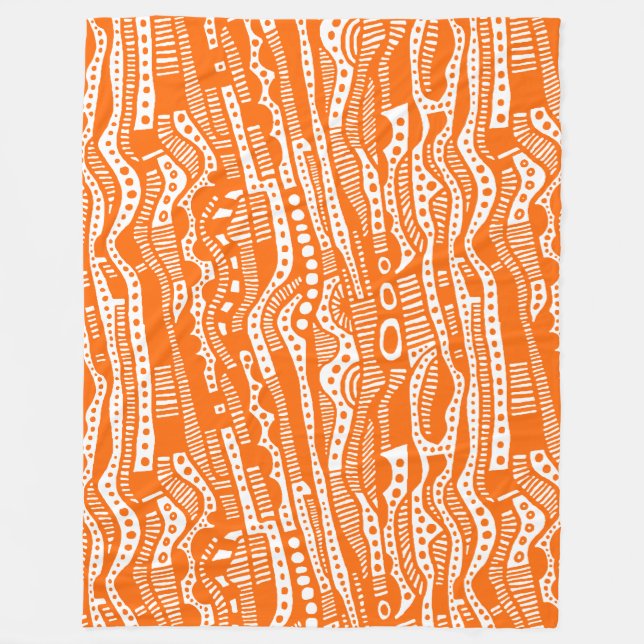 120115 - Orange on White Fleece Blanket (Front)