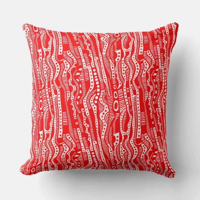 120115 - Red on White Throw Pillow (Front)