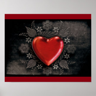 1209 DARK RED BLACK HEART EMO LOVE TOUGH DARK SYMB POSTER