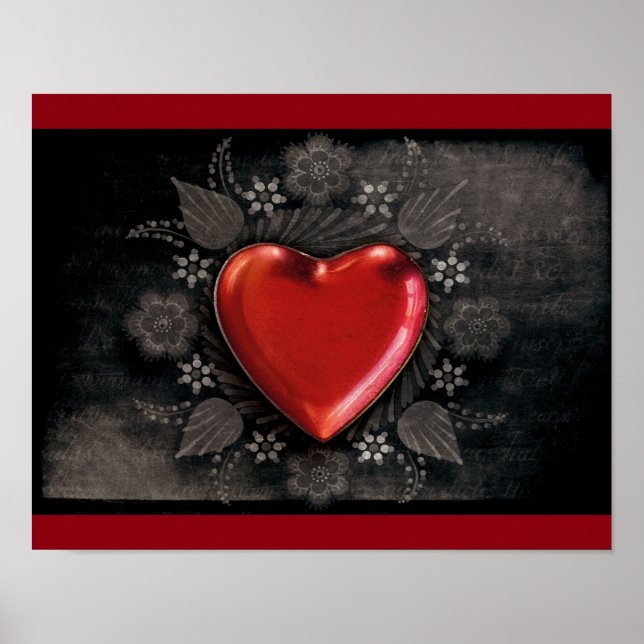 1209 DARK RED BLACK HEART EMO LOVE TOUGH DARK SYMB POSTER (Front)