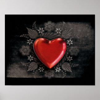 1209 DARK RED BLACK HEART EMO LOVE TOUGH DARK SYMB POSTER