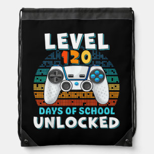 120 Days Of School Level Unlocked  Drawstring Bag