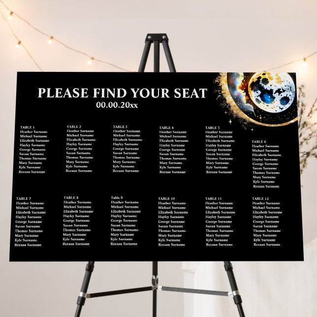 120 guests | Celestial full moon starry night chic Foam Board (In Situ (Stand))