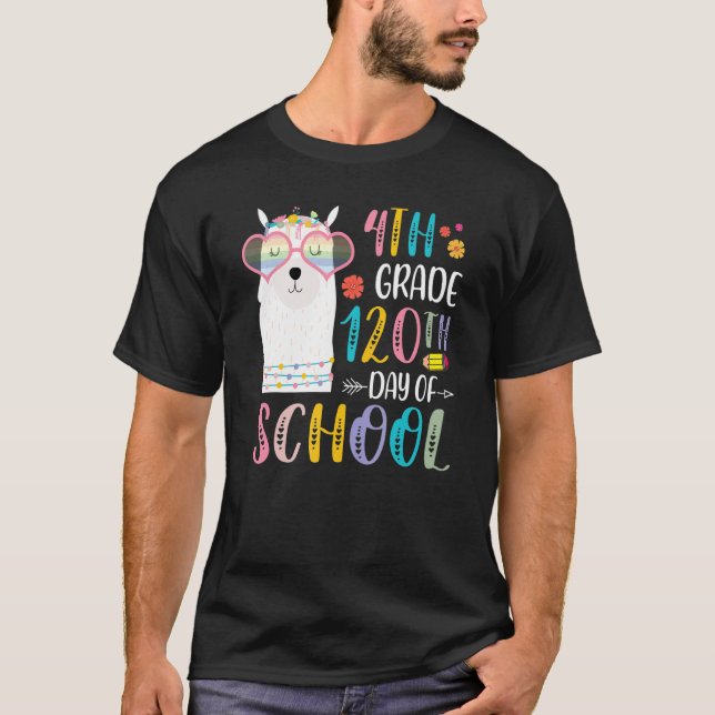 120th day of School No Prob Llama 120 Days Of 4th  T-Shirt (Front)