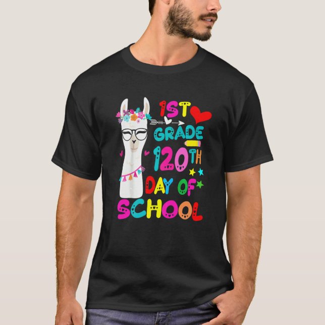 120th Day Of School No Prob Llama Happy 120th Day  T-Shirt (Front)