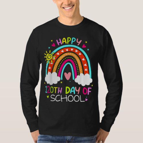 120th Day Of School Rainbow 120 Days Smarter Teach T_Shirt