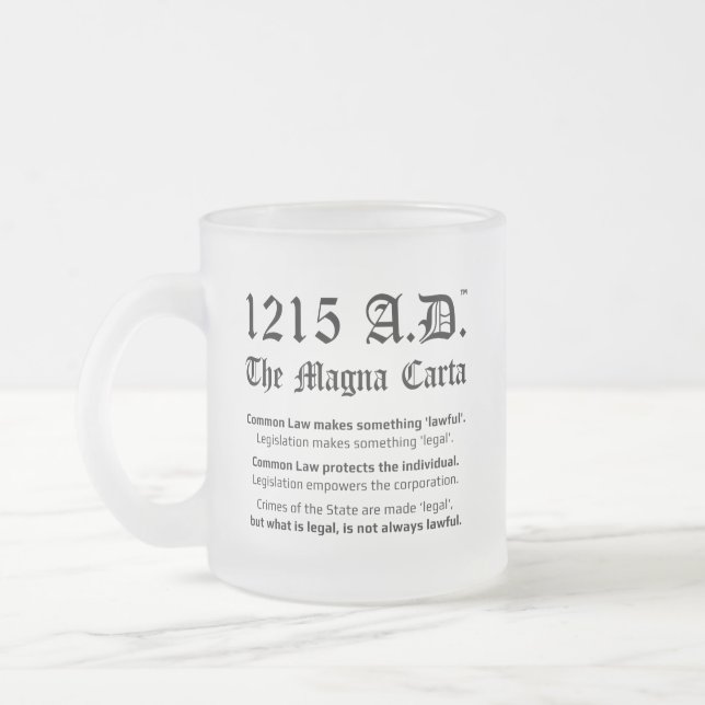 1215 A.D.™ The Magna Carta Common Law Glass Mug (Left)