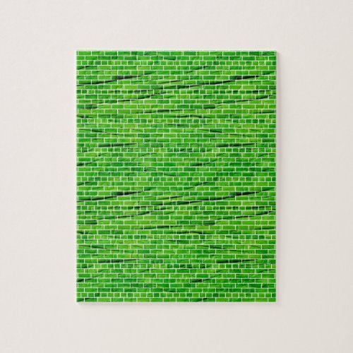 121 WRINKLED BRIGHT GREEN BRICK WALL PATTERNS BACK JIGSAW PUZZLE