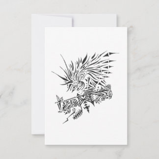 122 Black White Abstract Tribal Tattoo Art Thank You Card