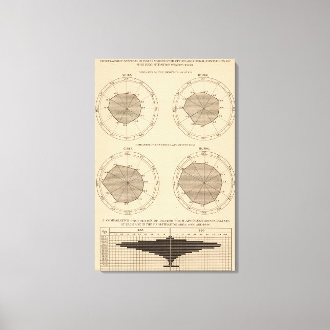 122 Deaths diseases nervous & circulatory system Canvas Print (Front)