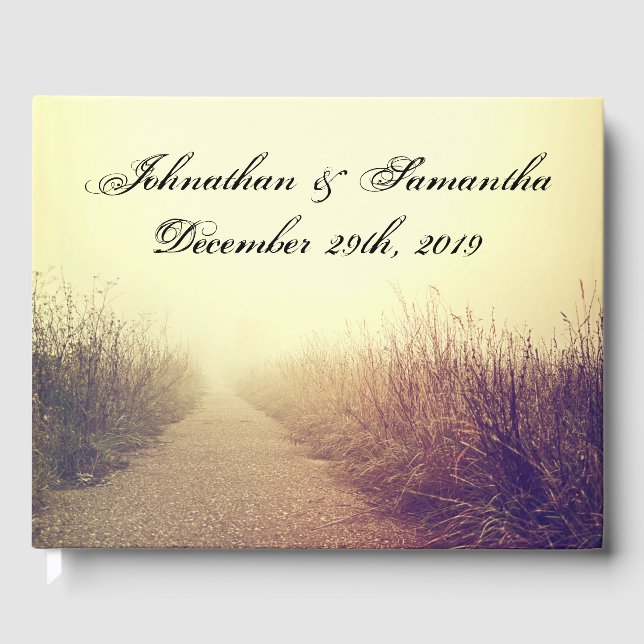 122 Page Wedding Guestbook Sunrise Pathway Walkway (Front)