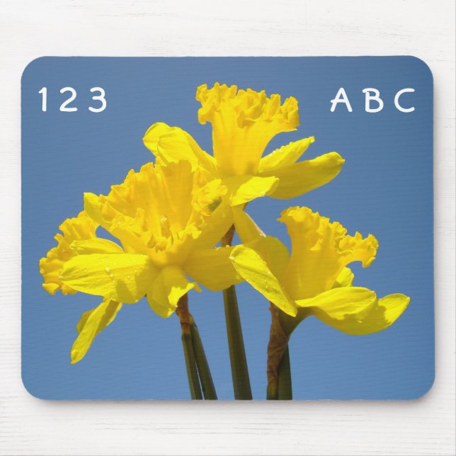 123 ABC mousepad Yellow Daffodils Flowers (Front)
