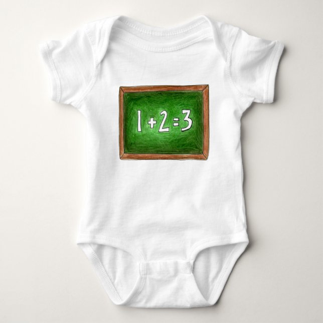 123 Math School Teacher Chalkboard Blackboard Baby Bodysuit (Front)