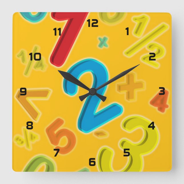 123 Math Square Wall Clock (Front)