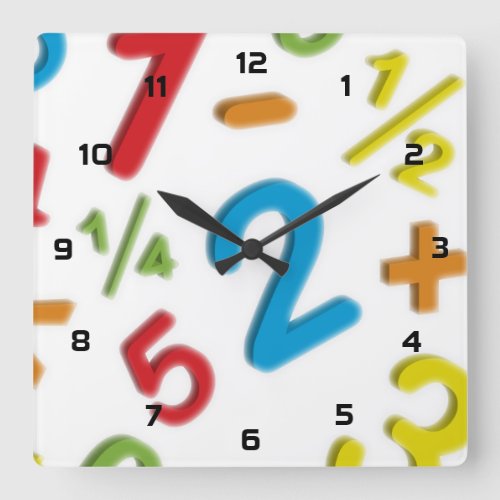 123 math square wall clock