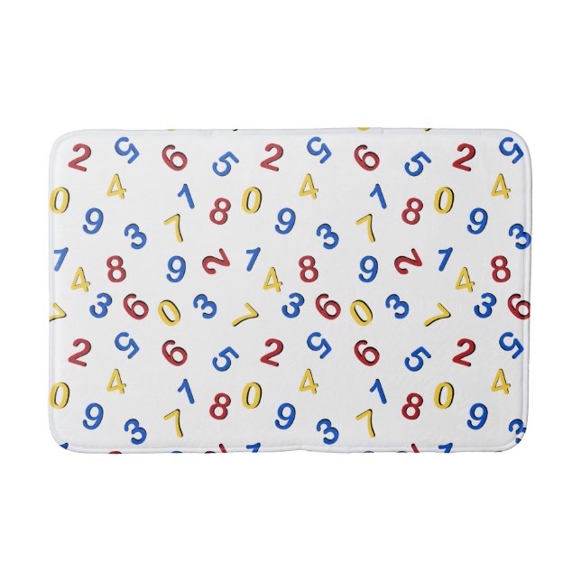 123 Numbers Red Yellow Blue Bath Mat (Front)