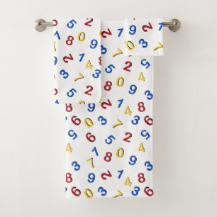 123 Numbers Red Yellow Blue Bath Towel Set