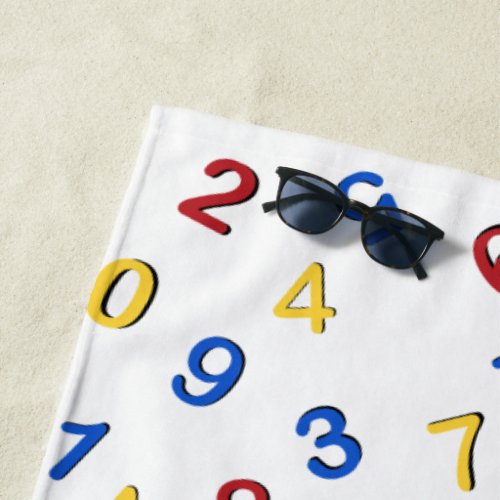 123 Numbers Red Yellow Blue Beach Towel