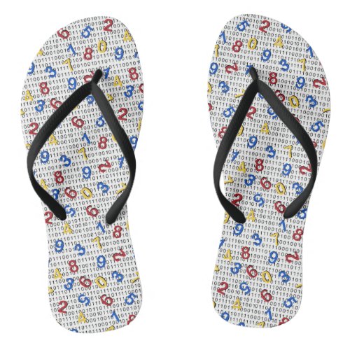 123 Numbers Red Yellow Blue Black White Binary Flip Flops